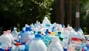 Large pile of plastic water bottles