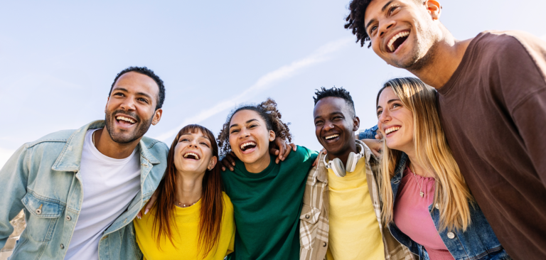 Laughing group of multicultural Gen Z