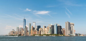 View of New York City over water