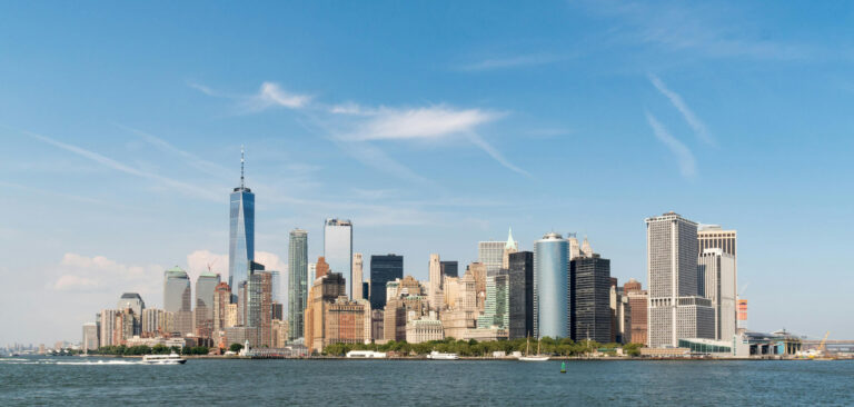 View of New York City over water